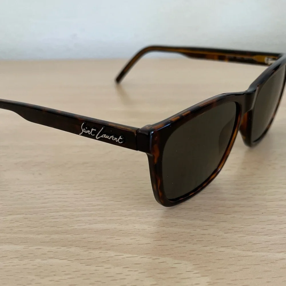 Saint Laurent Brown Tortoiseshell Havana Grey Lens Sunglasses BNWOT Unisex Paris - Picture 4 of 14